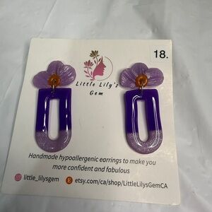 Handmade Purple‎ Floral Earrings